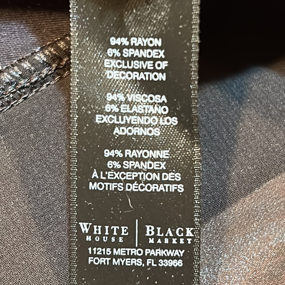 WHITE HOUSE BLACK MARKET WHBM Classy Black w/ Bling Blouse Size M - Picture 9 of 10